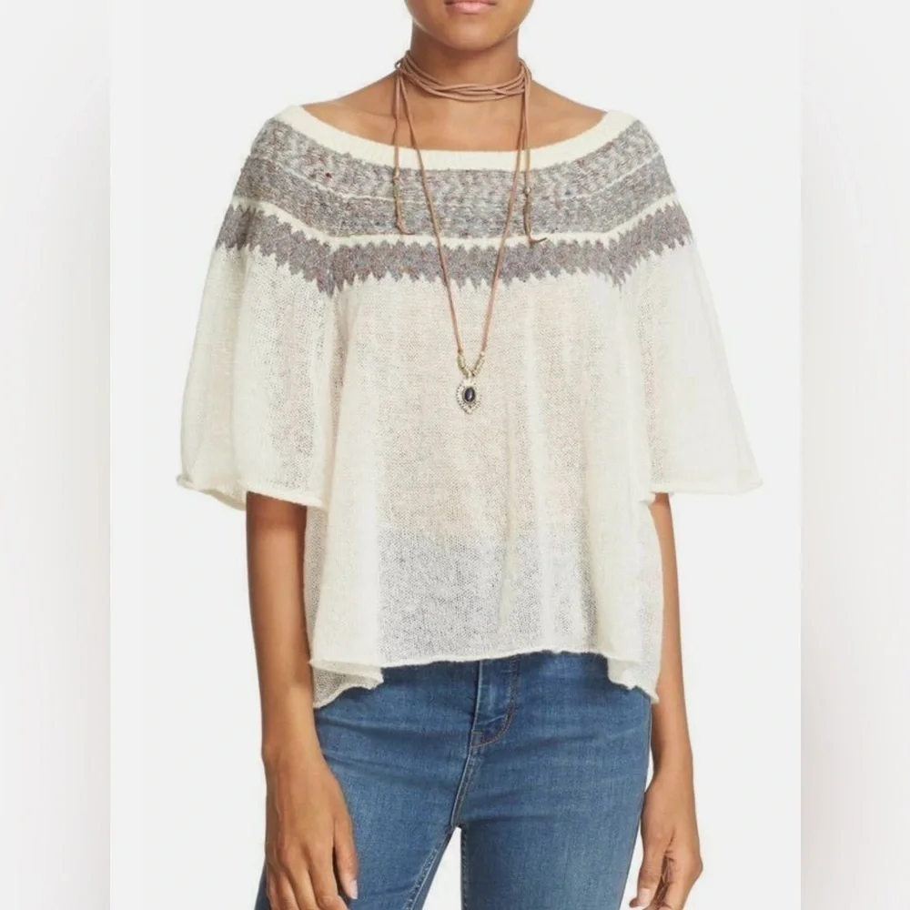 Free People Lock Lomand Sweater Top,Medium,Semi-Sheer Festival Gypsy Boho Hippie